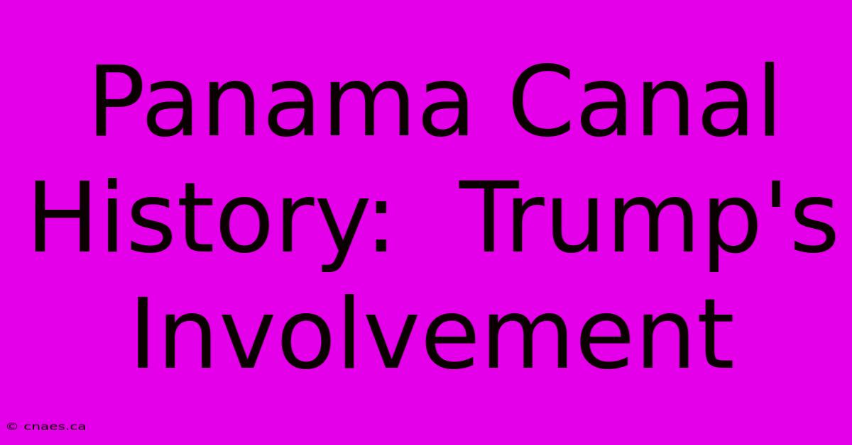 Panama Canal History:  Trump's Involvement