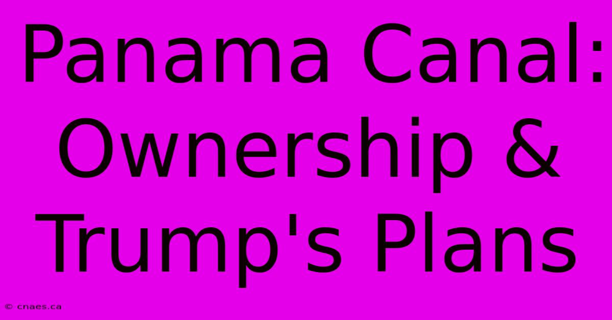 Panama Canal: Ownership & Trump's Plans