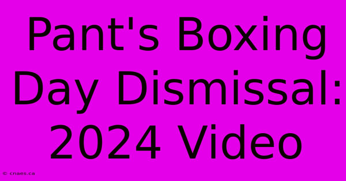 Pant's Boxing Day Dismissal: 2024 Video