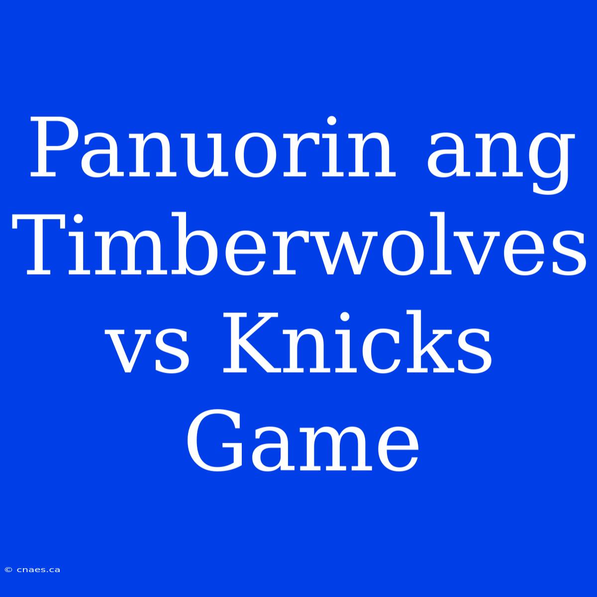 Panuorin Ang Timberwolves Vs Knicks Game