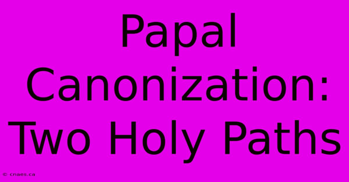 Papal Canonization: Two Holy Paths