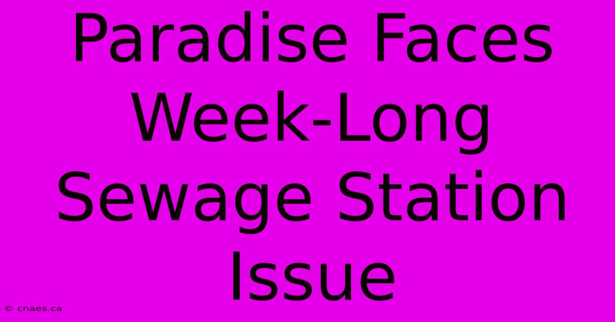 Paradise Faces Week-Long Sewage Station Issue