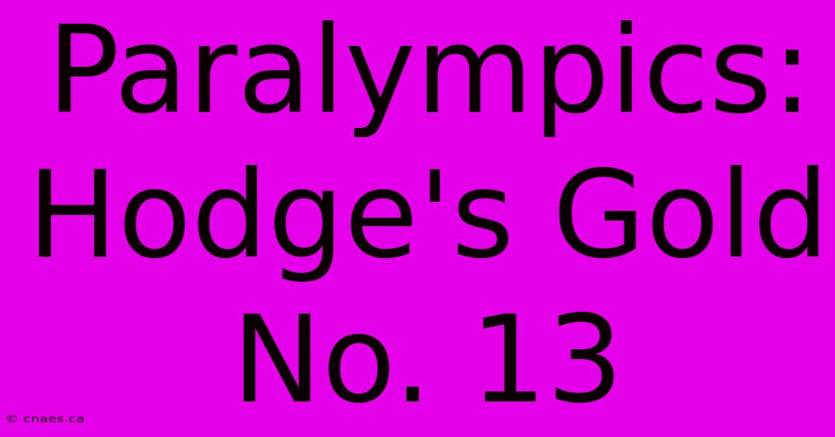 Paralympics: Hodge's Gold No. 13