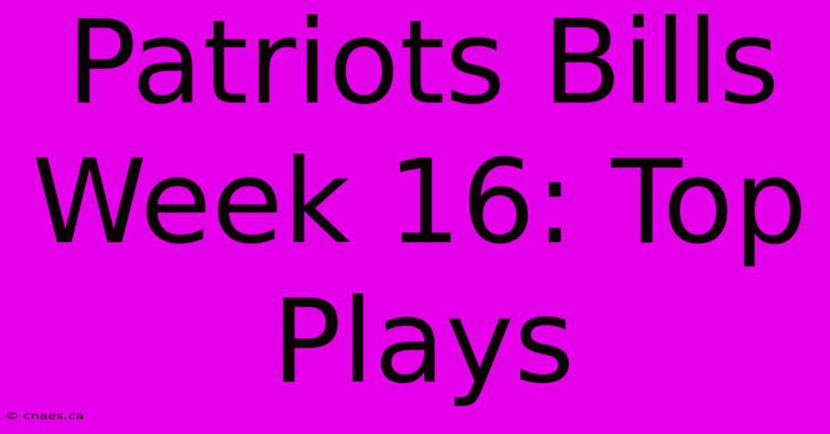 Patriots Bills Week 16: Top Plays