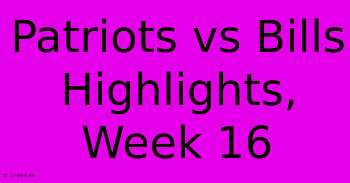 Patriots Vs Bills Highlights, Week 16