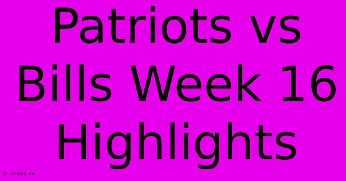 Patriots Vs Bills Week 16 Highlights