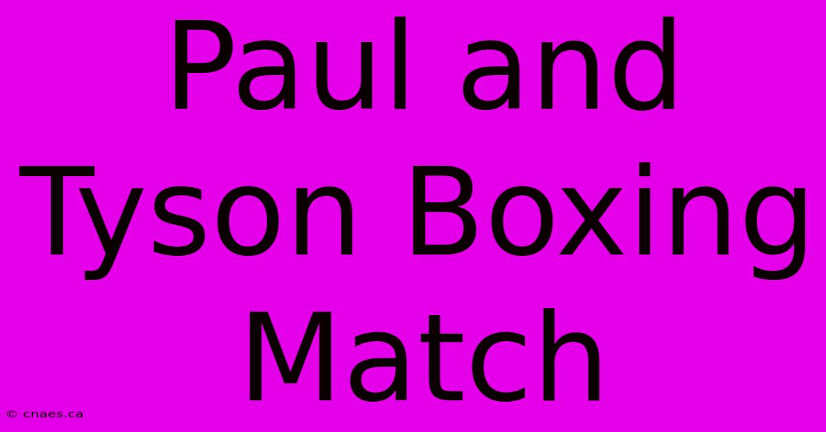 Paul And Tyson Boxing Match