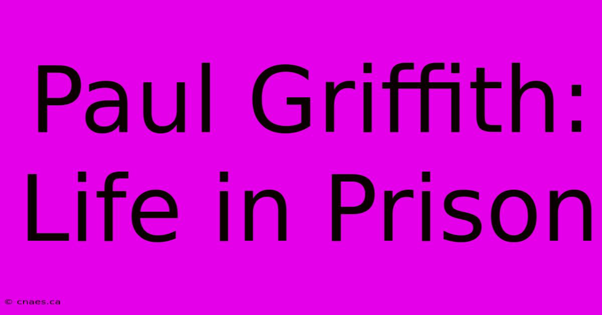 Paul Griffith: Life In Prison