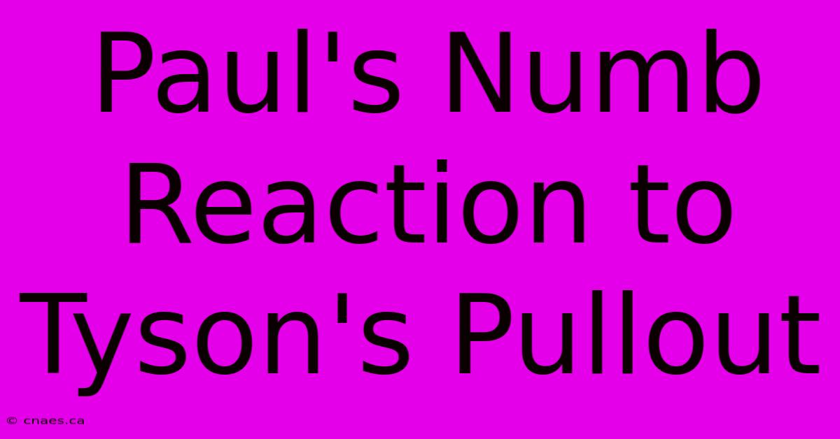 Paul's Numb Reaction To Tyson's Pullout