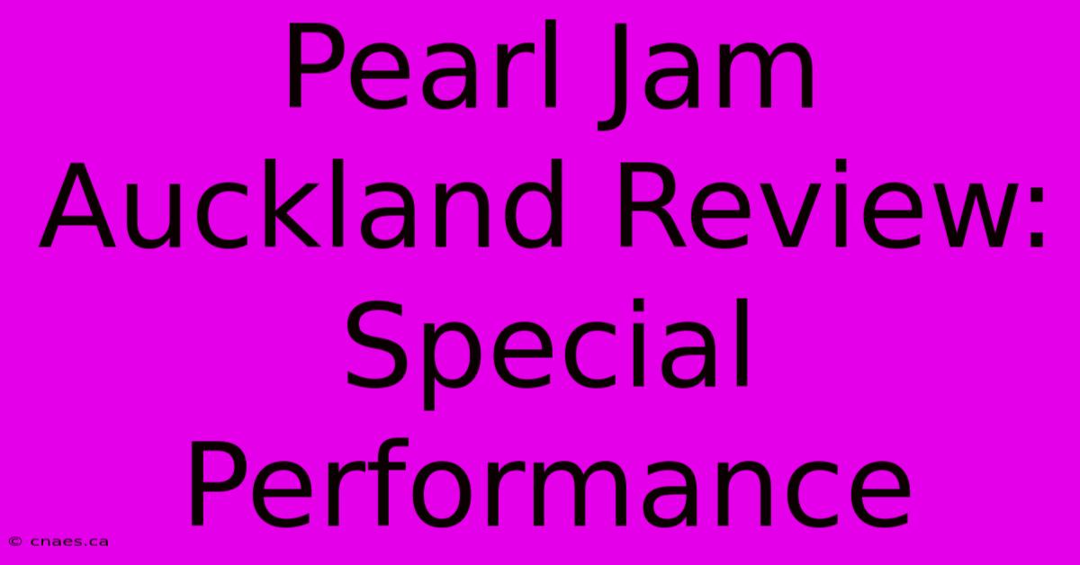 Pearl Jam Auckland Review: Special Performance