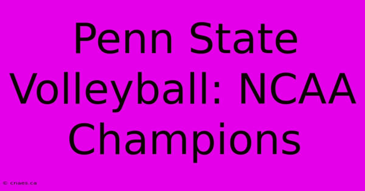 Penn State Volleyball: NCAA Champions