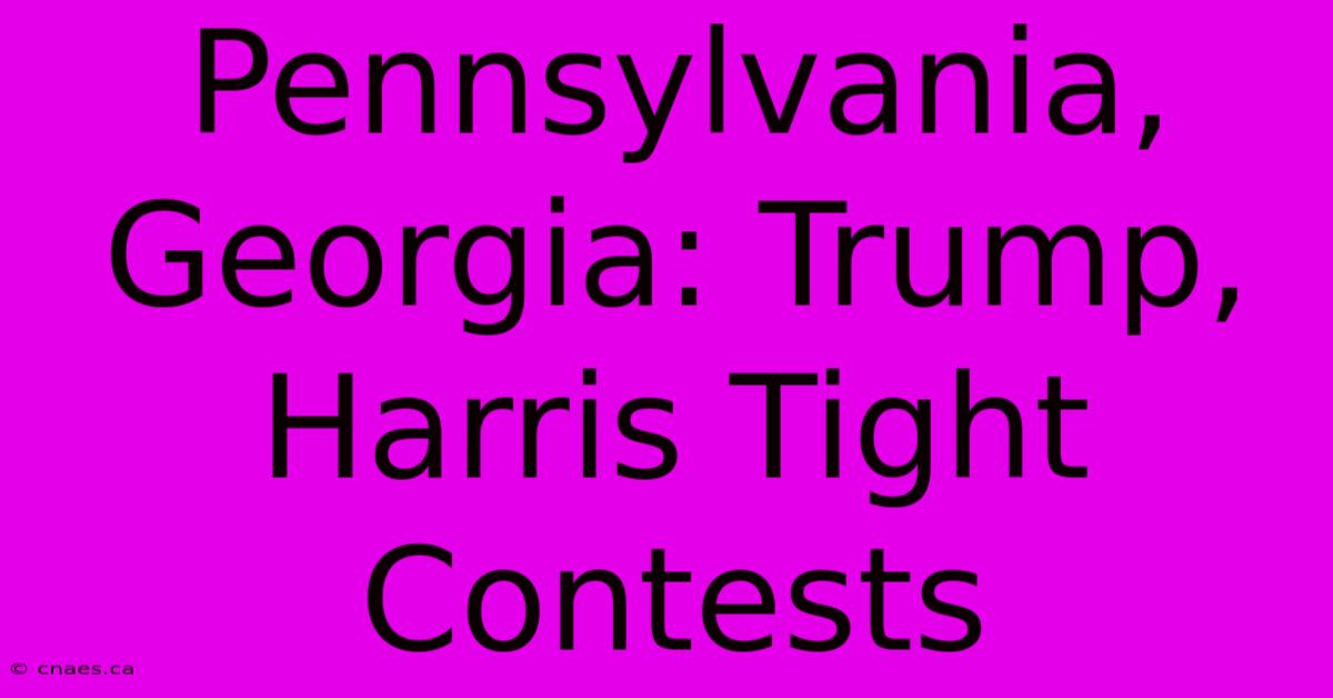 Pennsylvania, Georgia: Trump, Harris Tight Contests