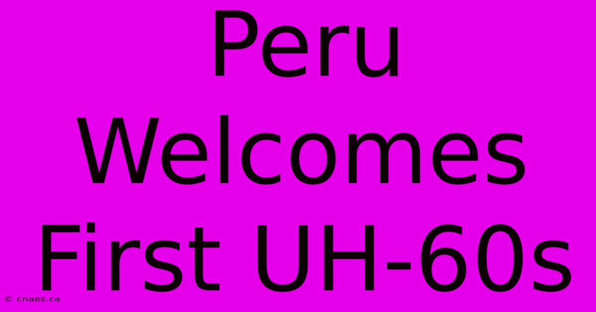 Peru Welcomes First UH-60s