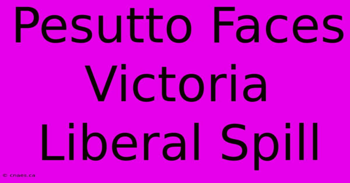 Pesutto Faces Victoria Liberal Spill