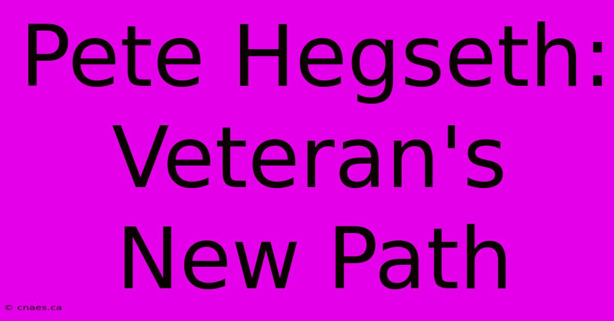 Pete Hegseth: Veteran's New Path