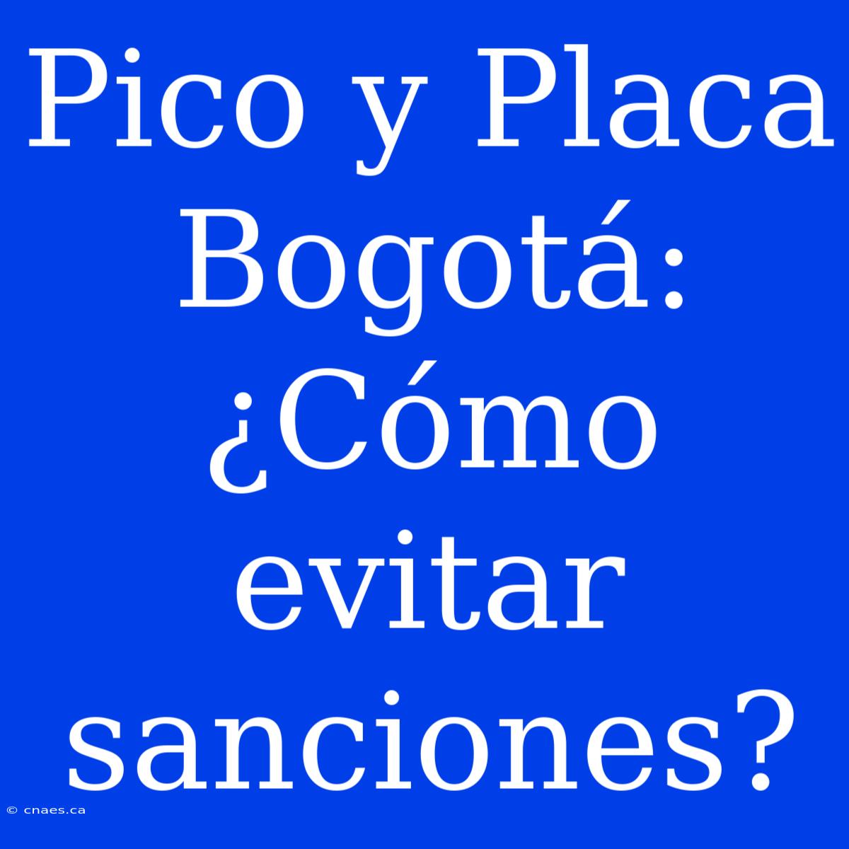 Pico Y Placa Bogotá: ¿Cómo Evitar Sanciones?