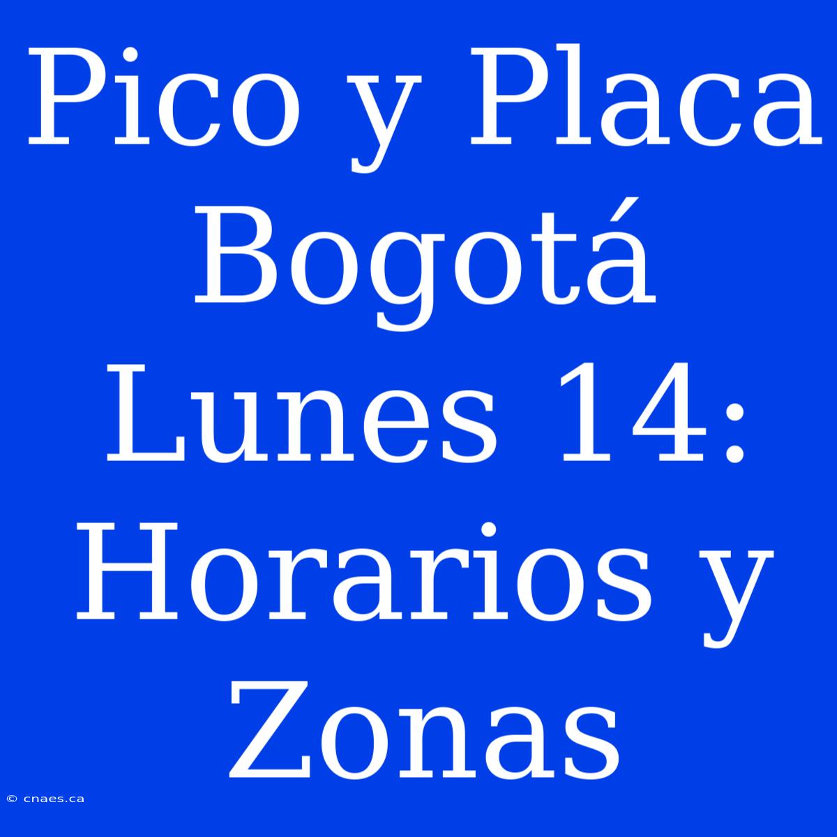 Pico Y Placa Bogotá Lunes 14: Horarios Y Zonas