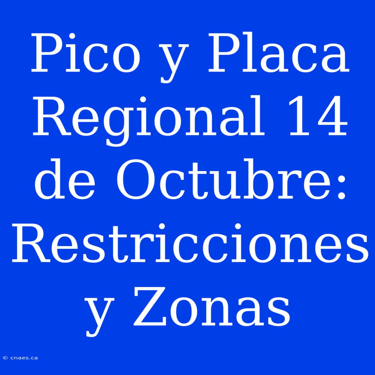 Pico Y Placa Regional 14 De Octubre: Restricciones Y Zonas