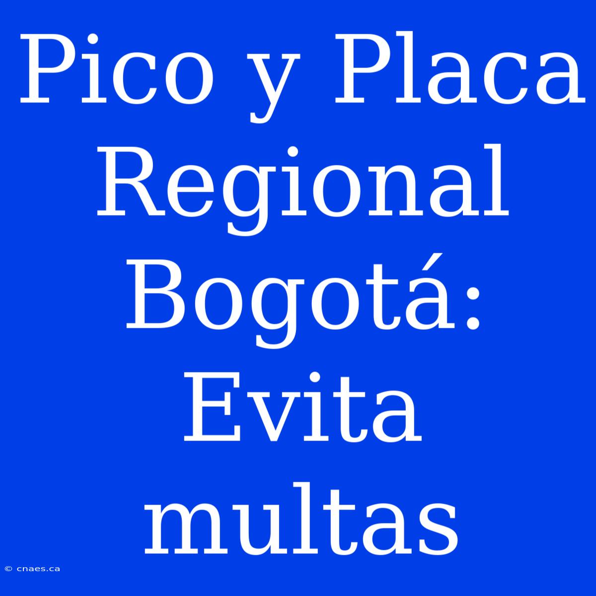 Pico Y Placa Regional Bogotá: Evita Multas