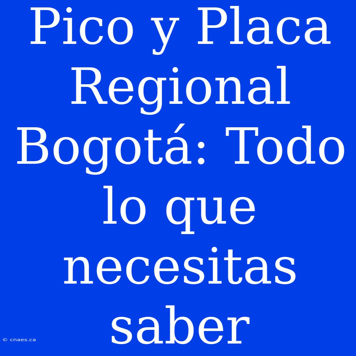 Pico Y Placa Regional Bogotá: Todo Lo Que Necesitas Saber