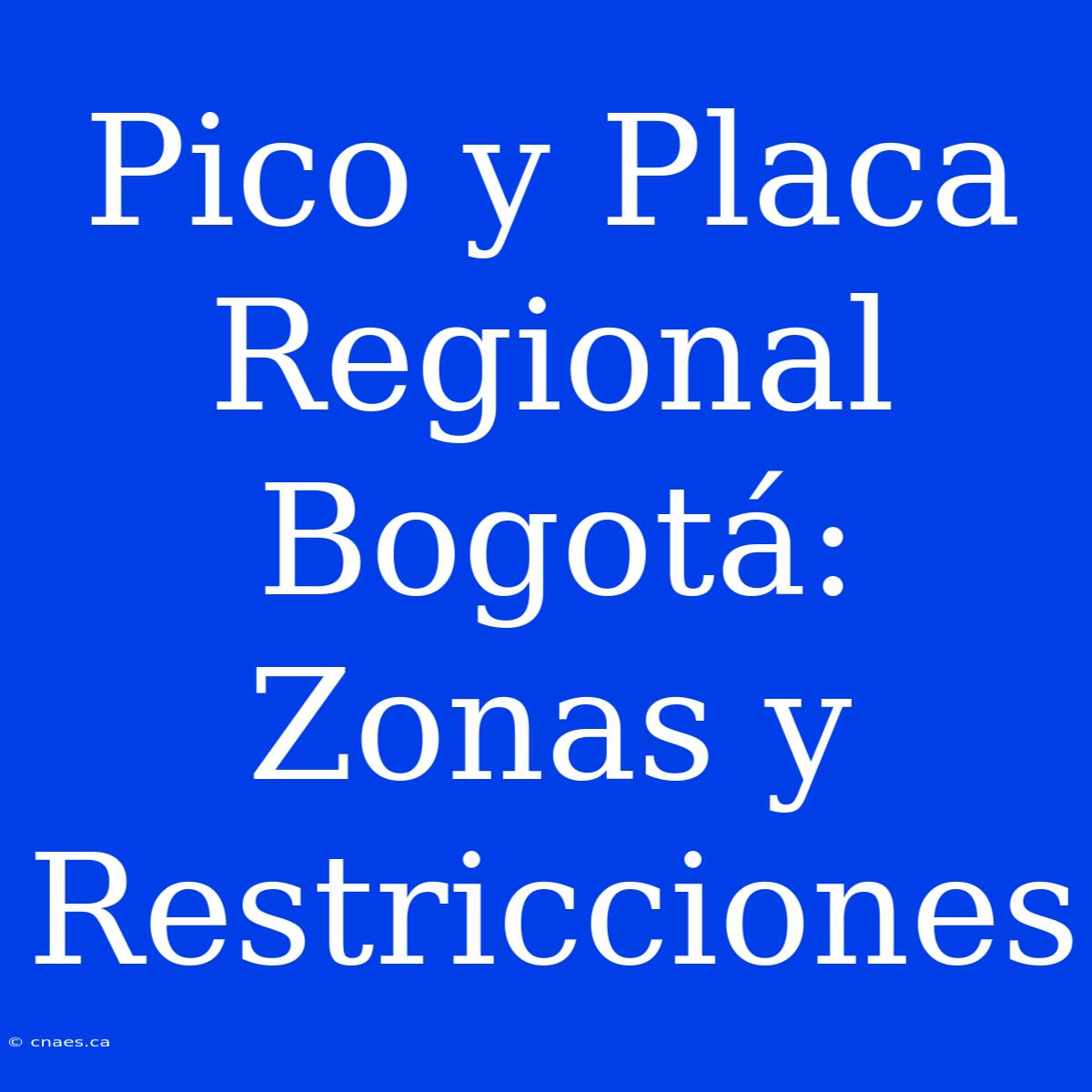 Pico Y Placa Regional Bogotá: Zonas Y Restricciones