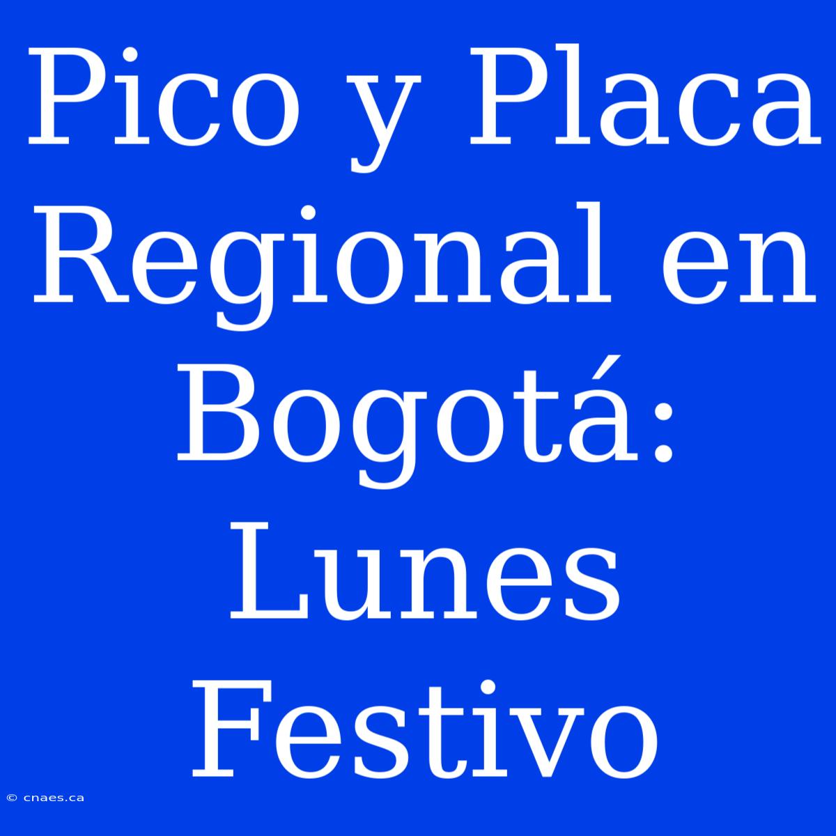 Pico Y Placa Regional En Bogotá: Lunes Festivo