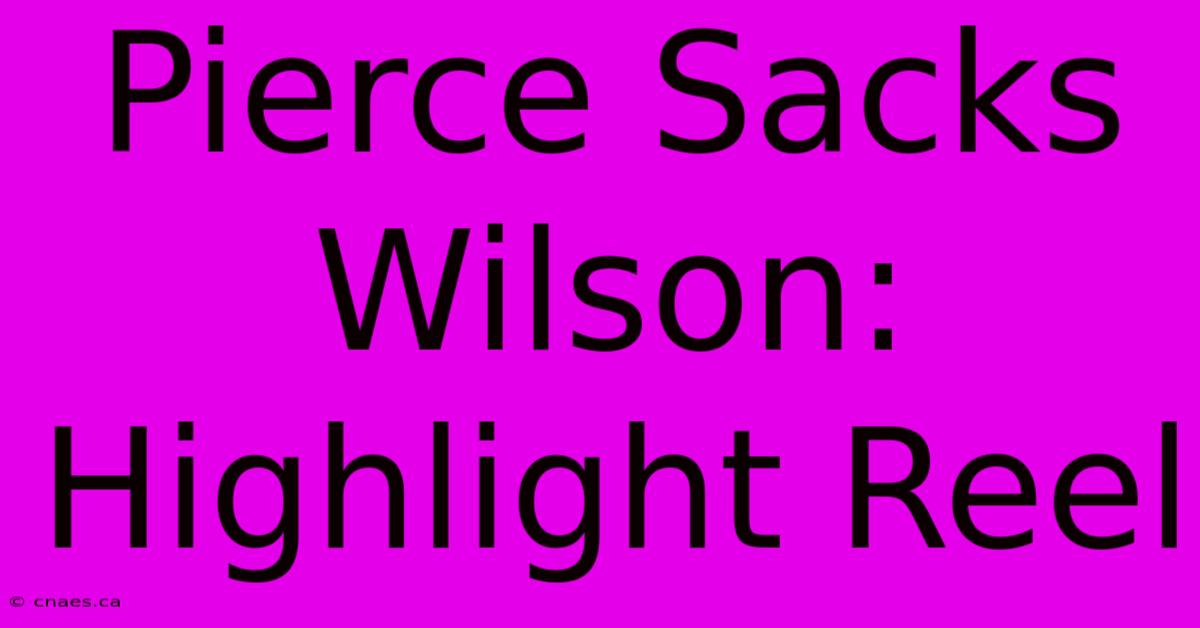 Pierce Sacks Wilson: Highlight Reel