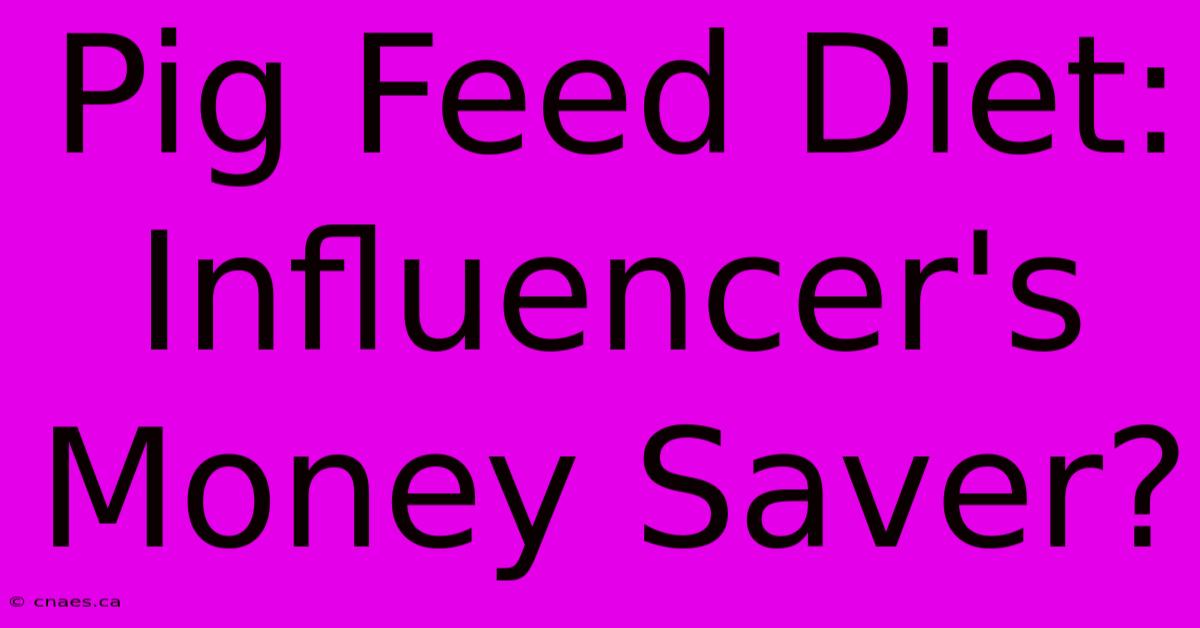 Pig Feed Diet: Influencer's Money Saver?