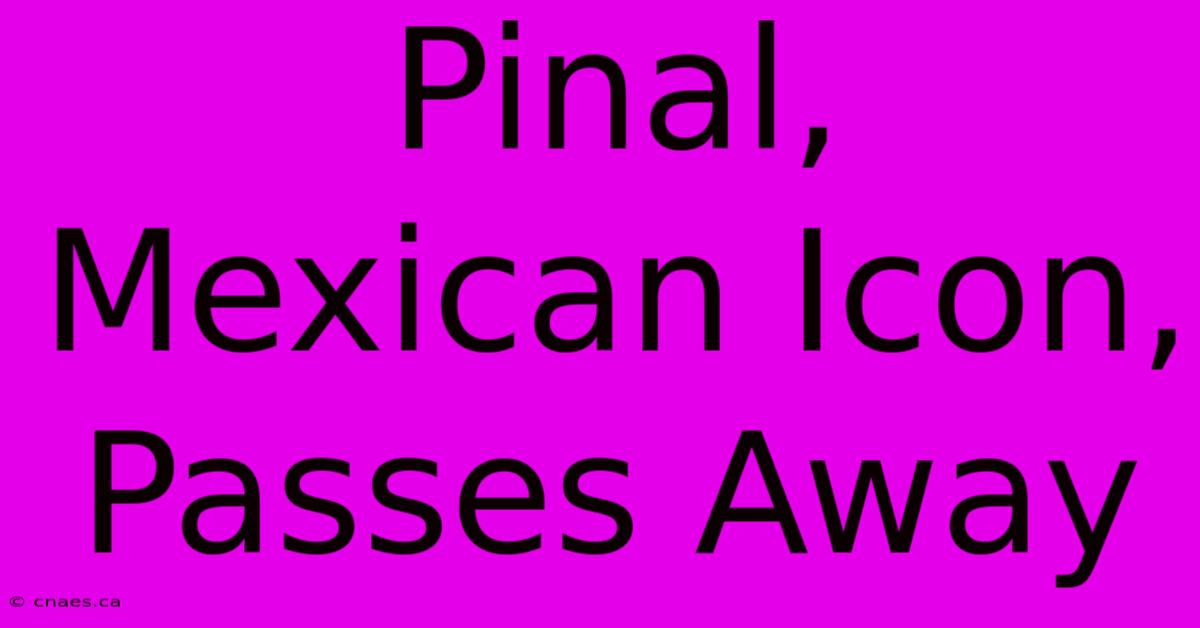 Pinal, Mexican Icon, Passes Away