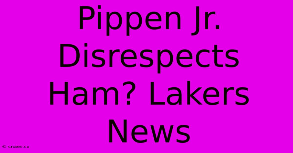 Pippen Jr. Disrespects Ham? Lakers News 