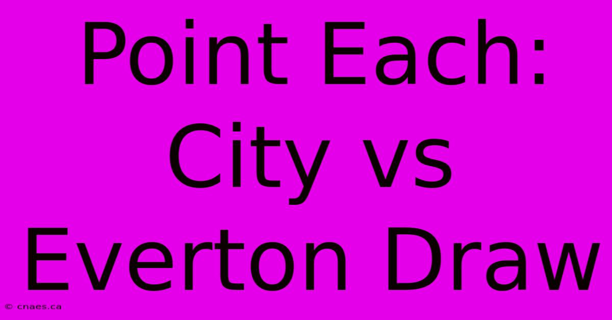 Point Each: City Vs Everton Draw