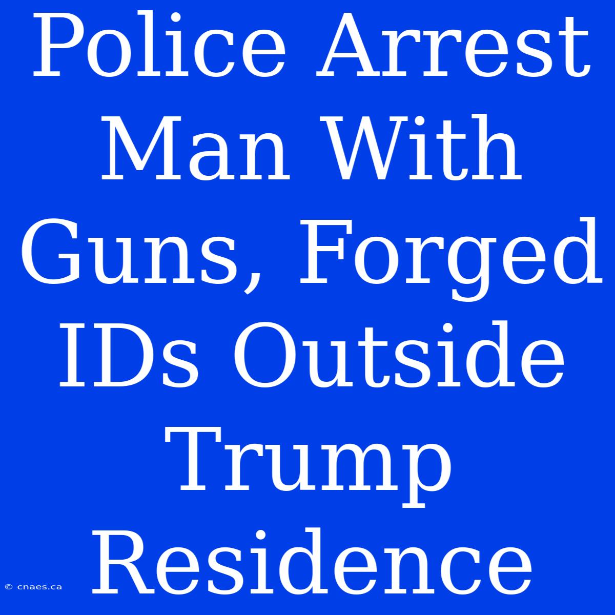 Police Arrest Man With Guns, Forged IDs Outside Trump Residence