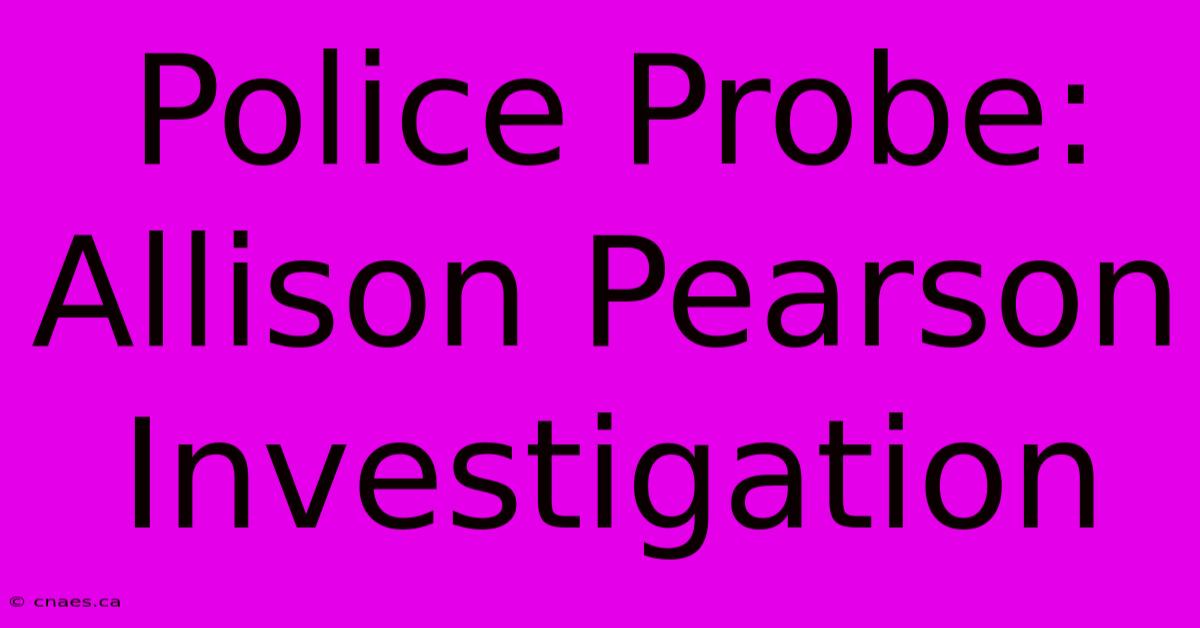 Police Probe: Allison Pearson Investigation