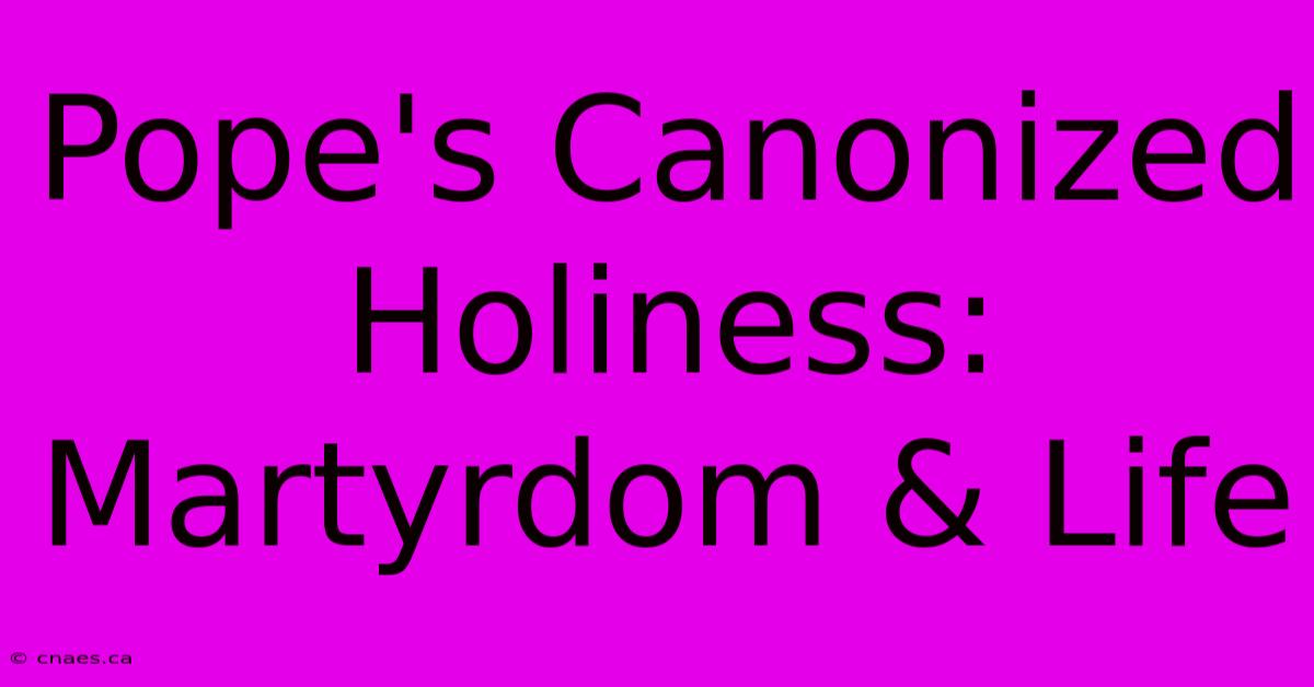 Pope's Canonized Holiness: Martyrdom & Life