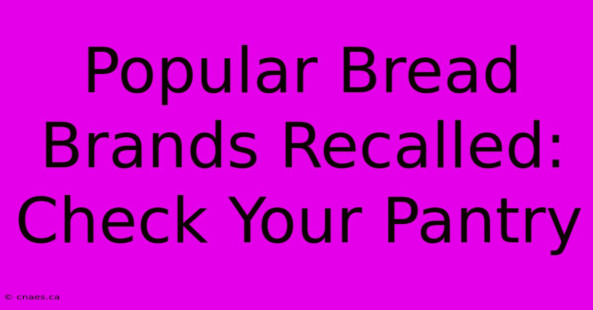 Popular Bread Brands Recalled: Check Your Pantry