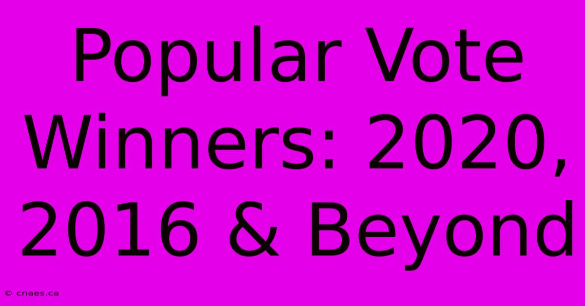 Popular Vote Winners: 2020, 2016 & Beyond