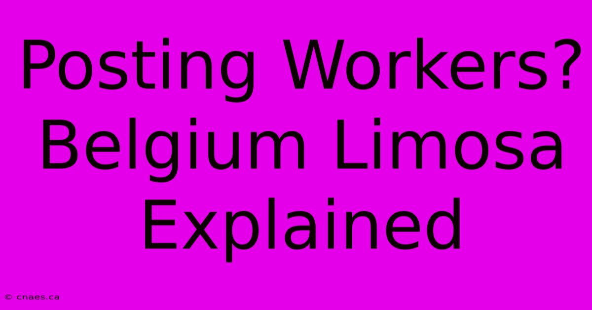 Posting Workers? Belgium Limosa Explained