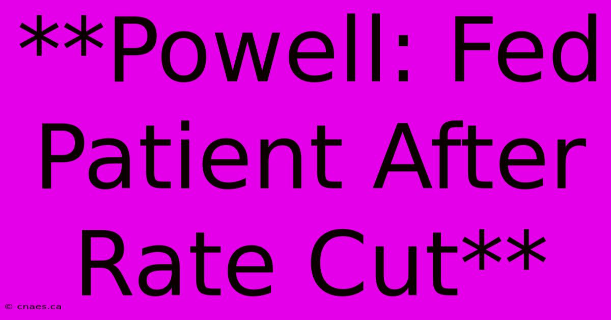 **Powell: Fed Patient After Rate Cut**