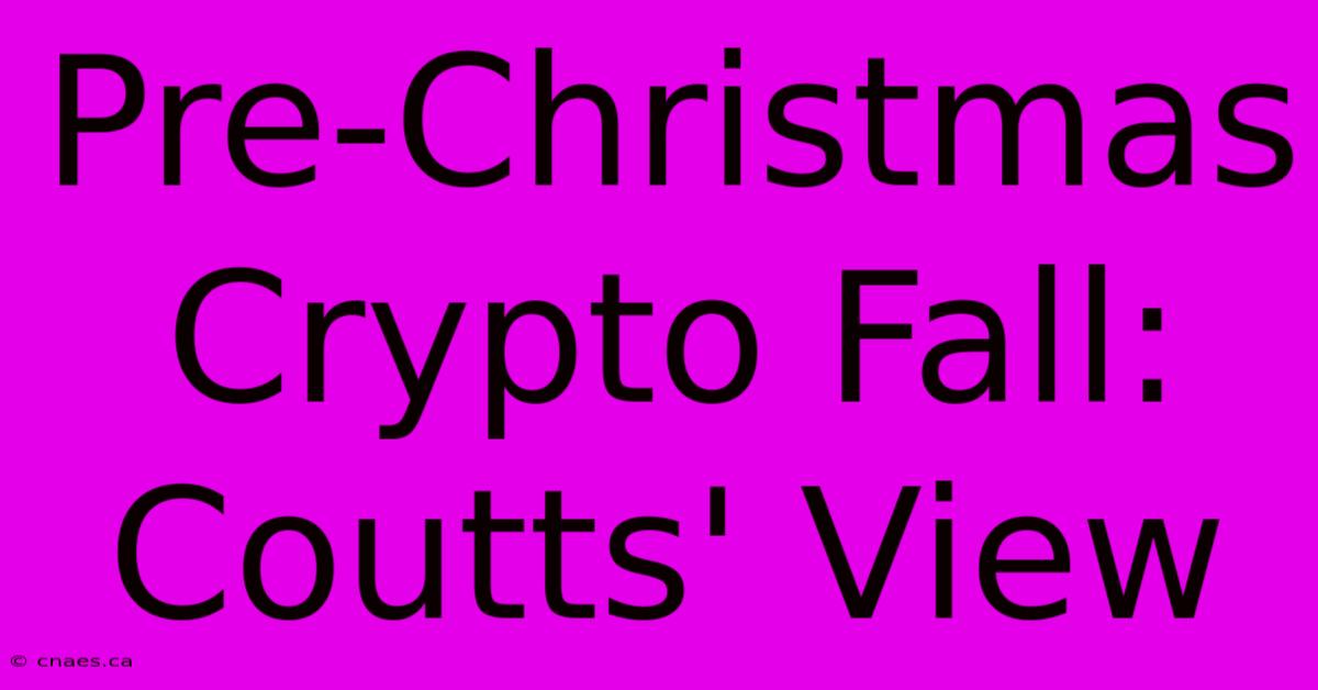 Pre-Christmas Crypto Fall: Coutts' View