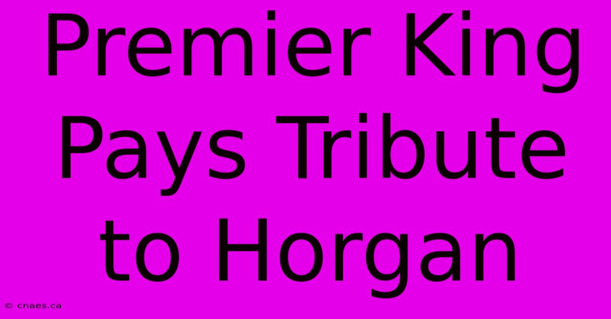 Premier King Pays Tribute To Horgan