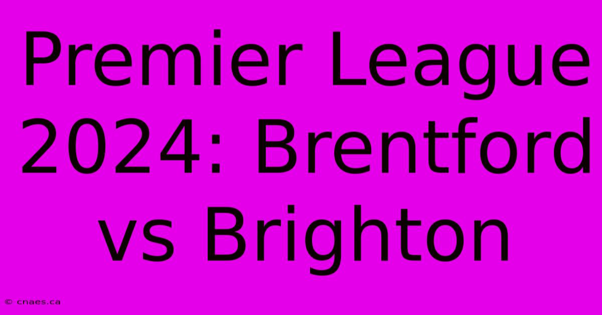 Premier League 2024: Brentford Vs Brighton