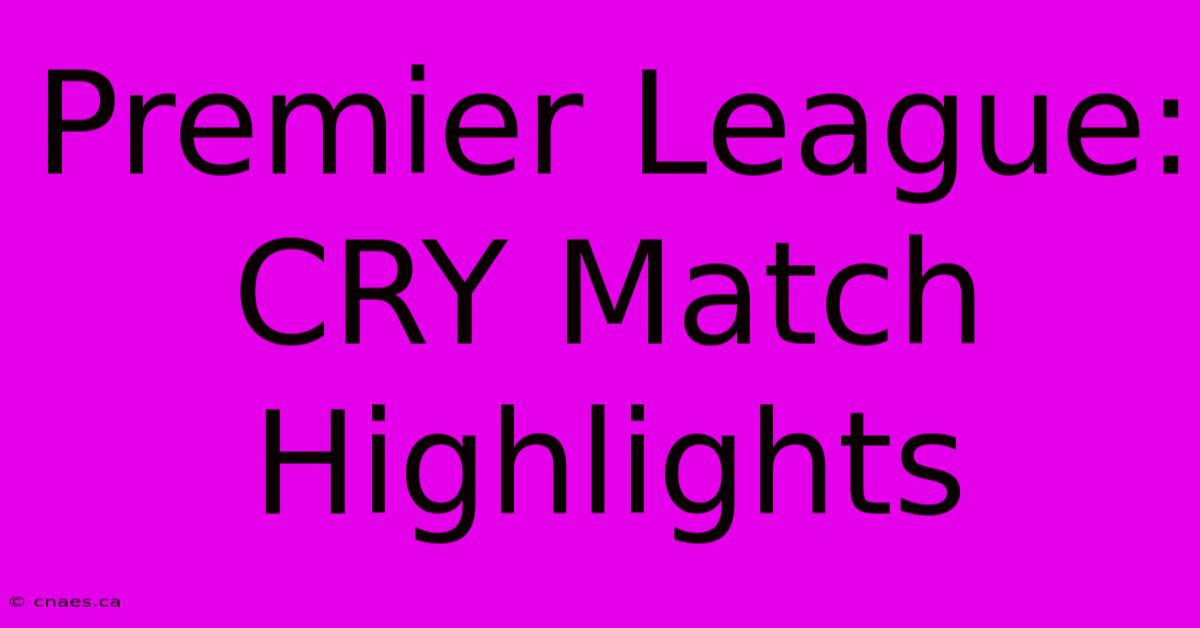 Premier League: CRY Match Highlights