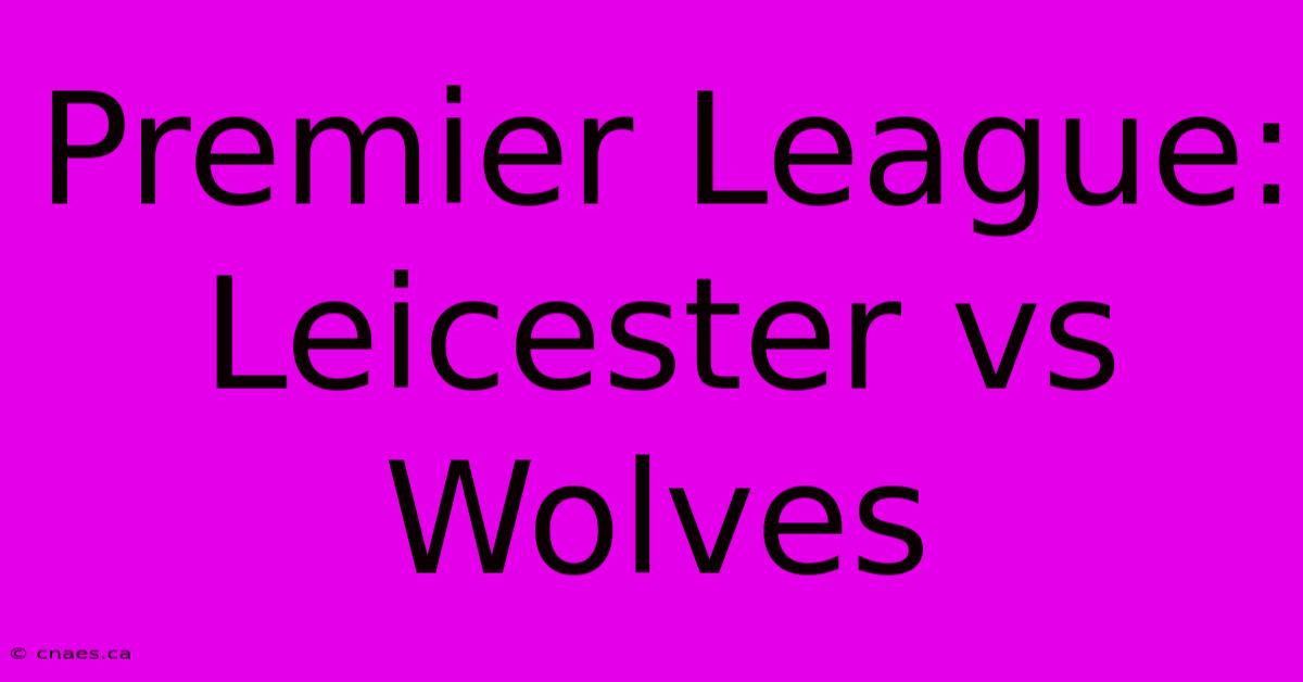 Premier League: Leicester Vs Wolves