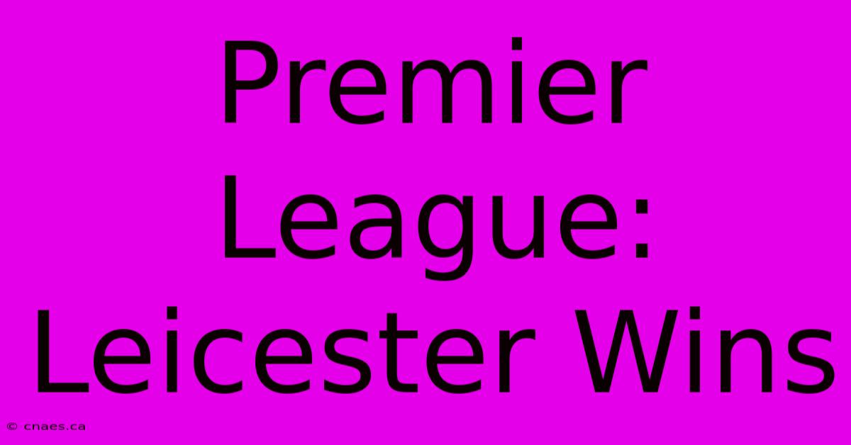 Premier League: Leicester Wins