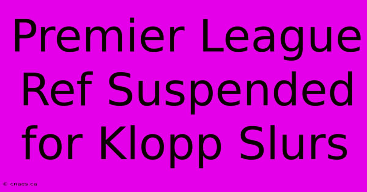 Premier League Ref Suspended For Klopp Slurs