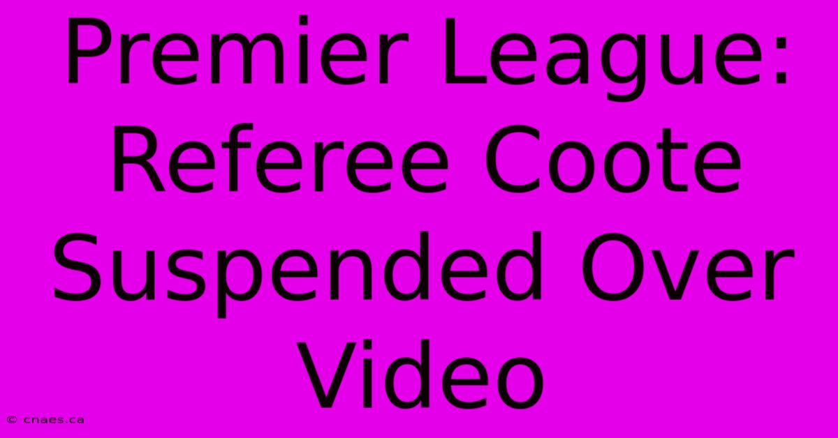 Premier League: Referee Coote Suspended Over Video 