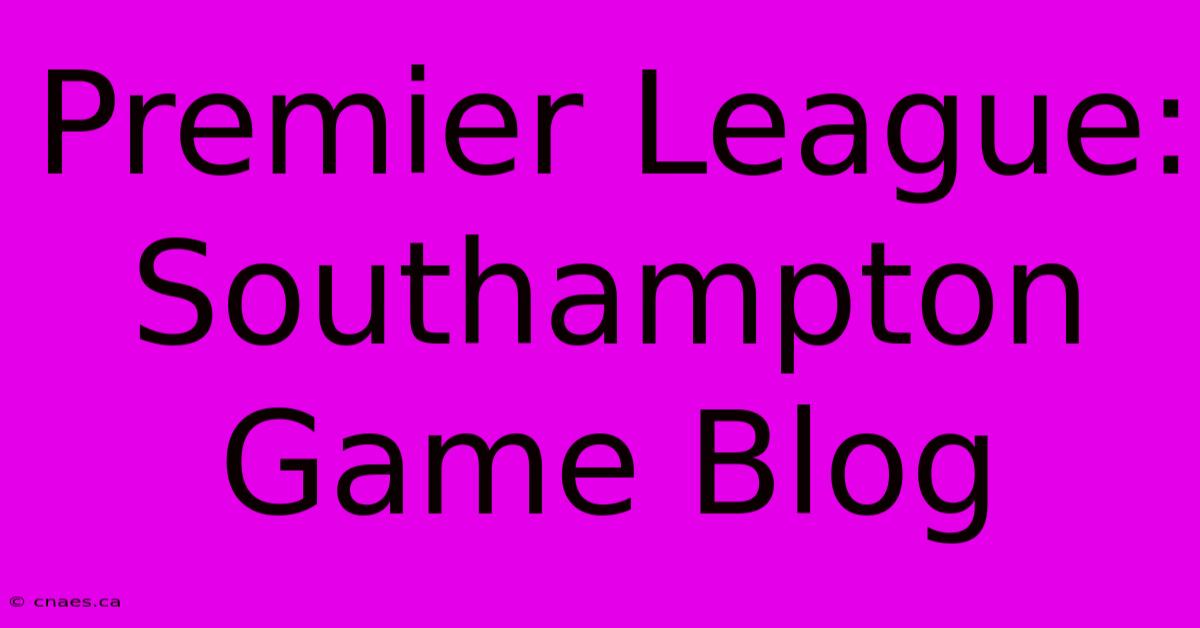 Premier League: Southampton Game Blog