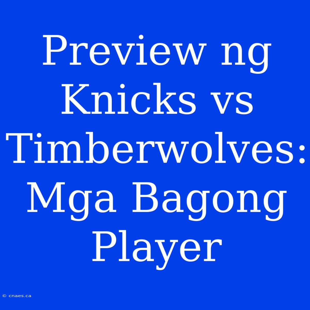 Preview Ng Knicks Vs Timberwolves: Mga Bagong Player