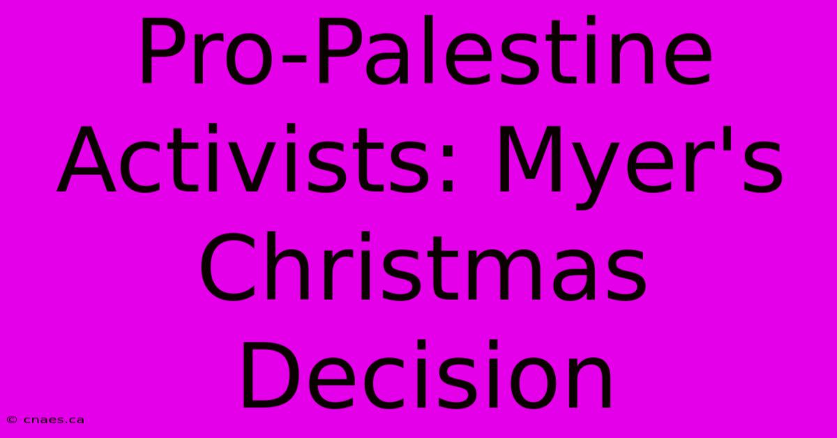 Pro-Palestine Activists: Myer's Christmas Decision 