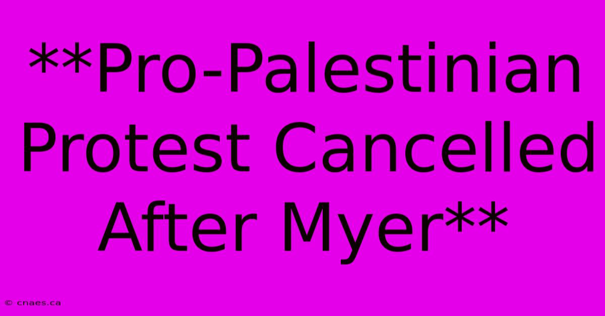 **Pro-Palestinian Protest Cancelled After Myer**